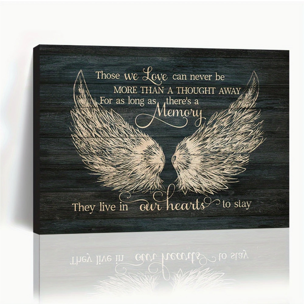 Large Stretch Canvas Print Angel Wings, Those We Love Can Never Be Far Away